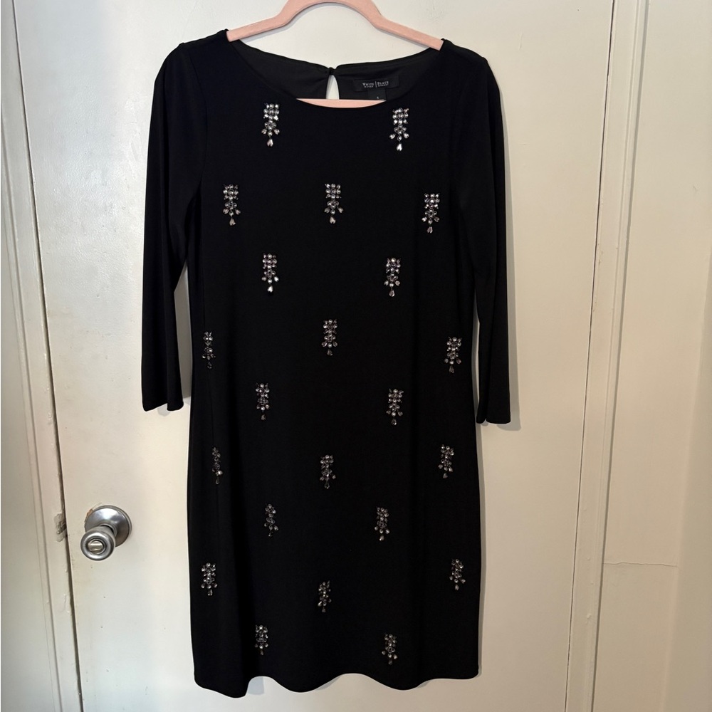 White House Black Market Black Dress with Silver Accents